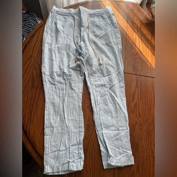 Anthropologie linen striped pull on pants womens S - Picture 2 of 6